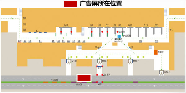 ?？跈C場LED大屏廣告位置圖