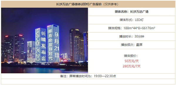 長(zhǎng)沙萬(wàn)達(dá)地標(biāo)LED廣告價(jià)格